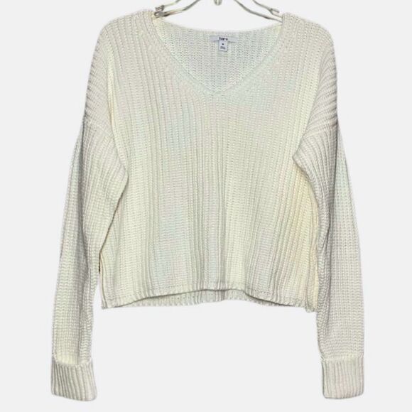 Bar III Cropped Ribbed Sweater in Creamy White Women’s M - Picture 1 of 5